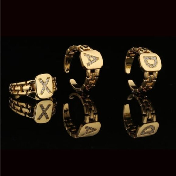 L - Initial Ring - Gold tone - Picture 2 of 2